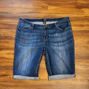 A.N.A. Dark Blue Denim Bermuda Shorts, 18W